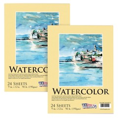 9″ x 12″ Watercolor Painting Paper Pads, 2 Pads, 24 Sheets Each, 90lb 190gsm