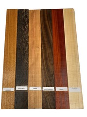 6 Pack Combo,Variety Species Thin Stock Lumber Board Wood Blanks 1/4″ x 2″ x 16″