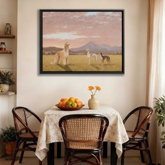Oil Painting Landscape Dog Artwork Afghan Hound Saluki Canvas Print Wall Decor