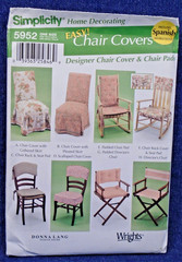 Simplicity Pattern 5952 Chair Covers Pads Directors Rocking Dining Uncut
