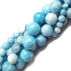 Larimar Quartz Smooth Round Beads 6mm 8mm 10mm 12mm 14mm 15.5″ Strand