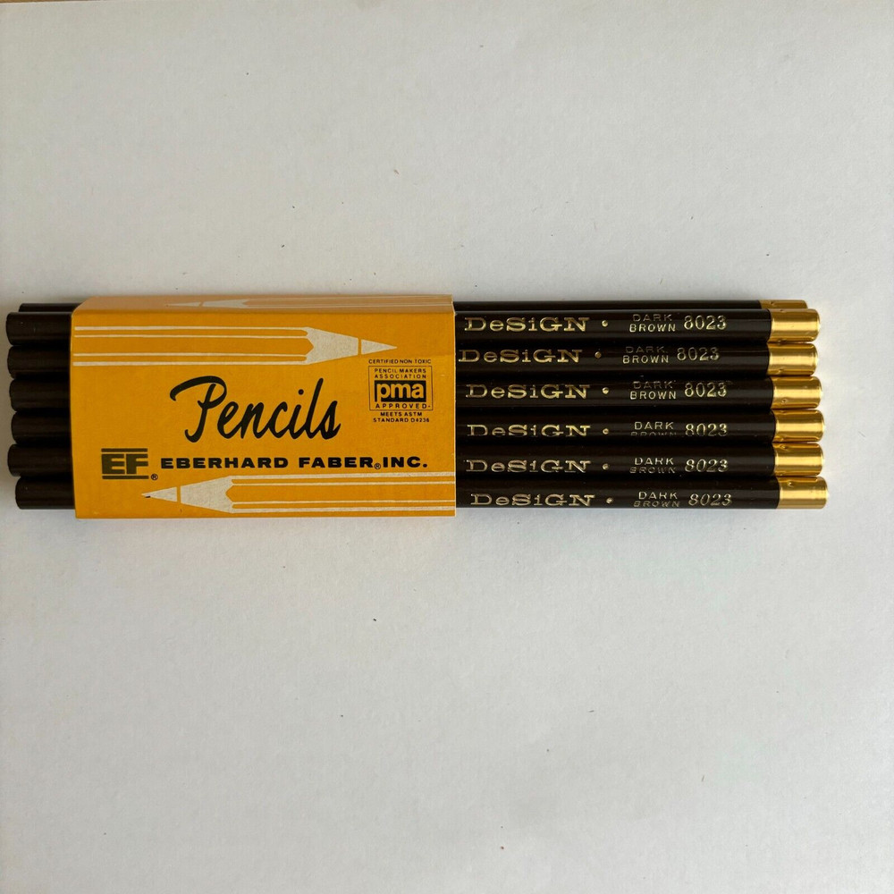 Vintage Eberhard Faber Design 12 Per Pack 3H Colored Pencils Dark Brown 8023 NOS