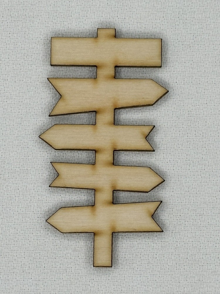 Custom Laser Cut Unfinished Directional Sign Shape Wood Craft Cutout