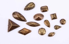 CraftbuddyUS 15g (80pcs) Brass Sew On Stud Gems, Pyramid, Teardrop Round Square