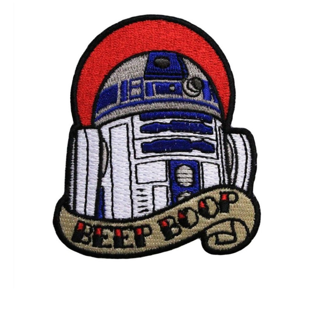 R2-D2 BEEP BOOP IRON ON PATCH 3″ Embroidered Applique Star Wars Tattoo R2D2 Sew