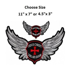 Choose Size JESUS CHRIST with Wings 4.5″ or 11″ iron on patches (6731/32) M8