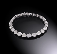 Handmade Rose Cut Polki Tennis Bracelet For Men & Women Silver Diamond Bracelet