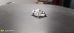 Unique Kite Cut Moissanite Engagement Ring, Art Deco White Gold Cluster Ring