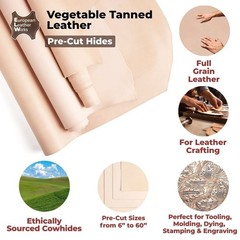 ELW Vegetable Tanned Leather 8-9 Oz. (3.2-3.6mm) Thickness Leather Cowhide