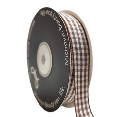 1 PCS 5/8 Inch Brown White Gingham Ribbon Buffalo Plaid Polyester 25 Yards