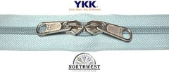 YKK Nylon Coil Zipper Tape # 10 Dusty Blue 5 yards with 10 Nickle Zipper Sliders