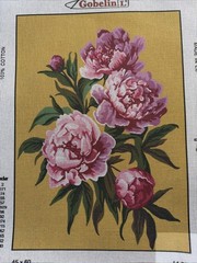 needlepoint Tapestry 45x60cm Gobelin Canvas Only Peonies