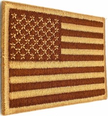 US ARMY AMERICAN FLAG PATCH DESERT TAN Embroidered FASTEN