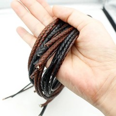 2026 1m Brown Genuine Braided Leather Cord 3–5 mm for DIY Bracelet Jewelry🧵