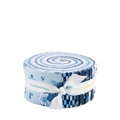 Blue Blooms and Threads 40 piece 2.5-inch Strips Jelly Roll Riley Blake Designs