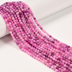 Natural Pink Color Ruby Faceted Round Beads Size 4mm 15.5” Strand