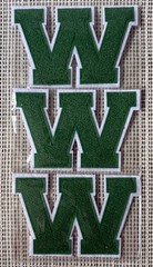NEW 3Pcs 4.5 Inch Green Letterman Jacket Varsity Letter W Iron Or Sew On Patches
