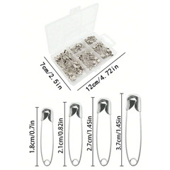 Safety Pins 150pc Assorted Sizes Silver Pins Bulk – Small & Large Heavy Duty Pin
