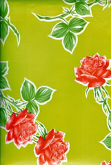 Oilcloth Fabric Havana Roses Lime Green Pattern Sold in Yard or Bolt