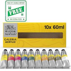 Winsor & Newton Galeria Acrylic Paint Set 10 x 60ml 2oz Tubes Artist Colors New