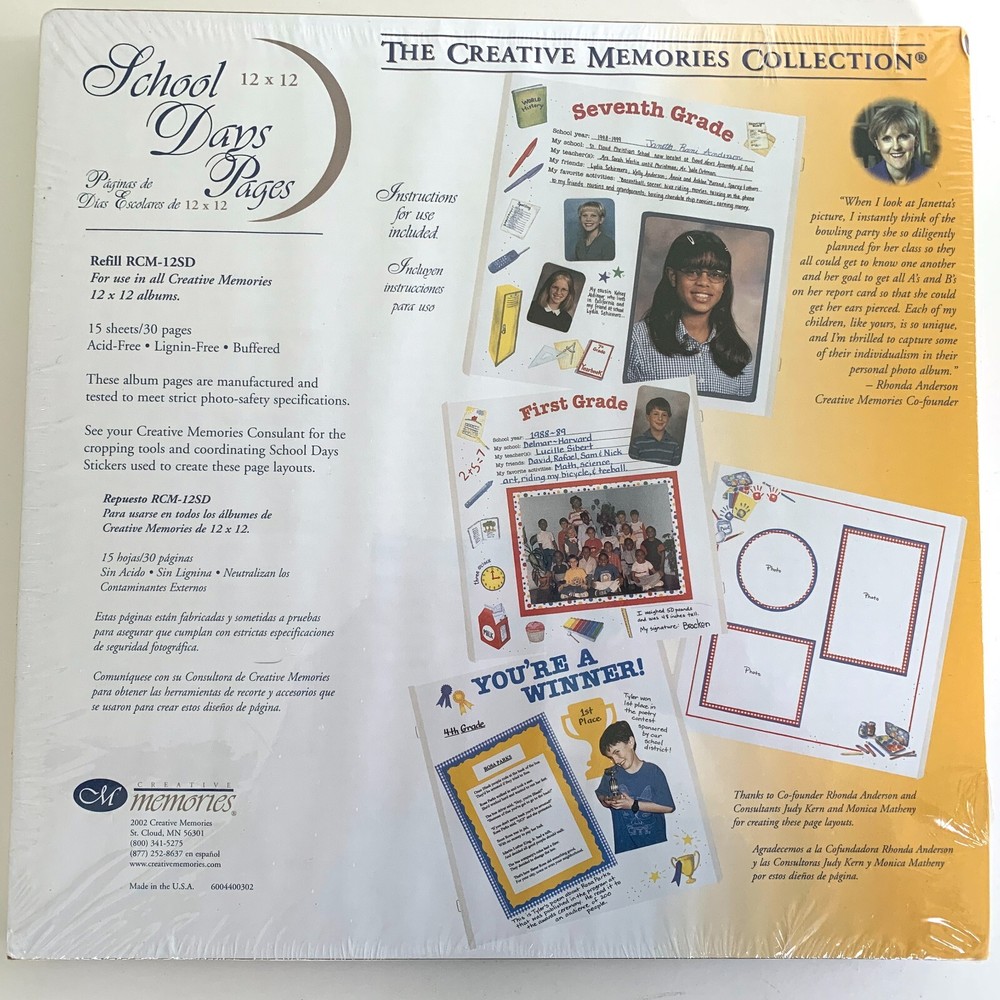 Creative Memories School Days Pages RCM-12SD Old Style 15 Sheets/30 Pages