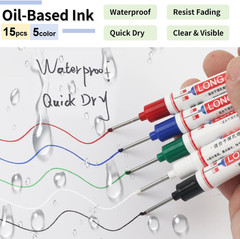 15 Pcs Long Nib Marker, 20 Mm Long Head Deep Hole Marker Pens, Fine Nose Tip Dee