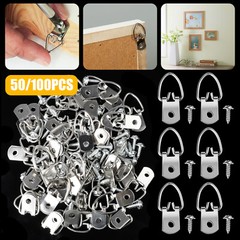 50/100 Pcs D-Ring Picture Photo Oil Painting Frame Wall Hooks Hangers Screws Kit