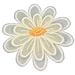 Layered Flower Applique Patch – Pale Yellow Organza Petals 2-1/8″ (Iron on)