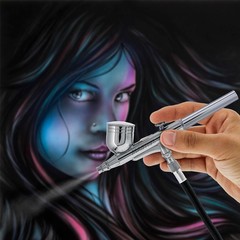 Master Airbrush G222 Pro Set Dual-Action Gravity Feed, 3 Tip Kit 0.2, 0.3, 0.5mm
