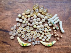 Destash Mix Off-White Beads Lot #4, Picasso, Carved Stone, Recycled Glass, Etc.