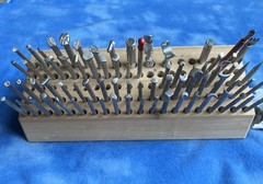 Huge Vintage Craftool USA Leather Stamping Set 70+ Pc Garland Mallet Knives #58