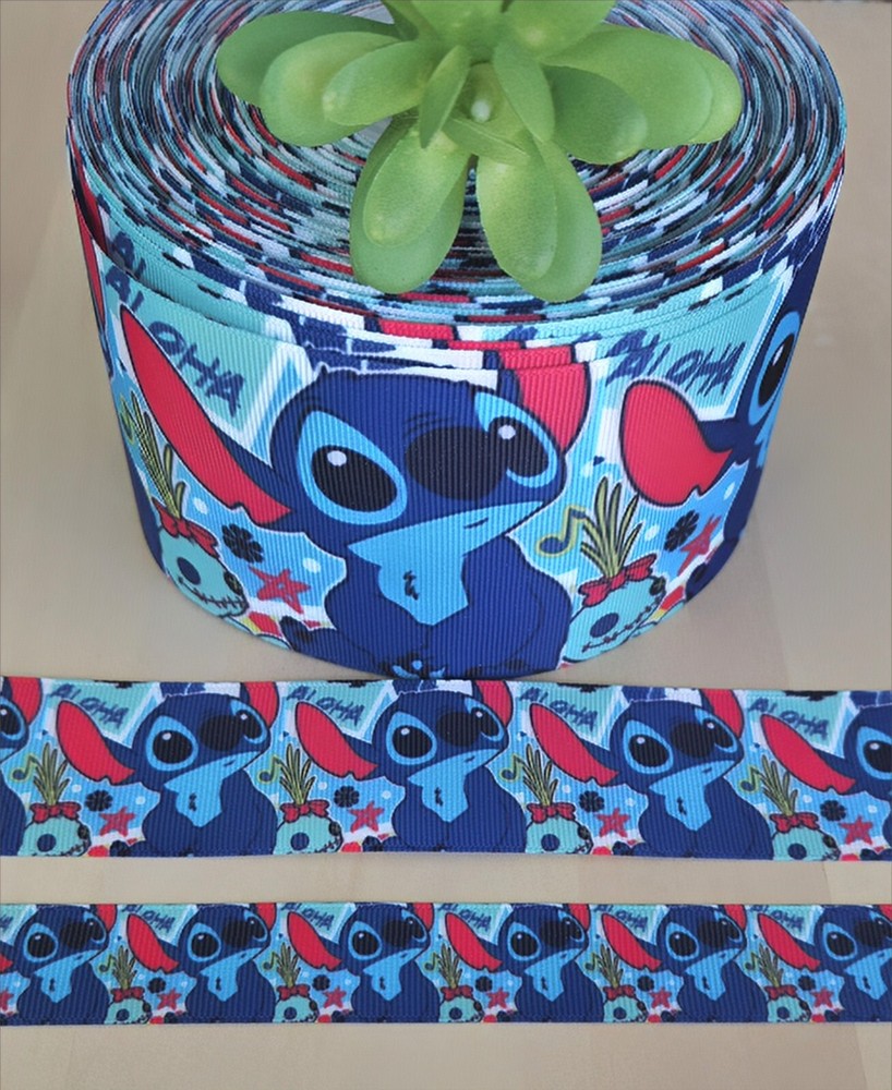 7/8, 1.5 & 3″ (1 YD) Lilo and Stitch Grosgrain Ribbon Stitch Character Disney