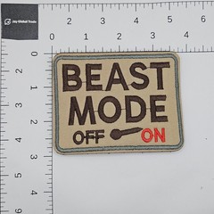 Beast Mode Off On Tactical Patch Tan Brown Red Hook and Loop Gym Fitness Gear