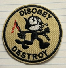 Disobey Destroy Anarchist Black Cat Bloody Knife Embroidered Iron On Patch Punk