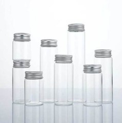 Luxurious 5ml-200ml Empty Transparent Glass Storage Bottle Aluminum Silver Cap