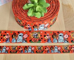 7/8 & 1.5″ (1 YD) Snoopy Halloween Grosgrain RIbbon Charlie Brown Ghost Pumpkins