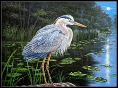 Blue Heron Moon – DIY Chart Counted Cross Stitch Patterns Needlework DMC Color