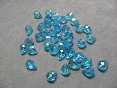 Chinese Crystal Aqua AB Pear Shaped Faceted 7 x 10 mm