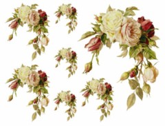 Vintage Image Victorian Shabby Hanging Roses Waterslide Decals FL172