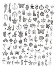 JIALEEY Wholesale Bulk Lots Jewelry Making Silver Charms Mixed Smooth Tibetan