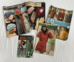 Vintage Knitting Knit Crochet Patterns Men Women Lot of 5 Hats Sweaters Gloves