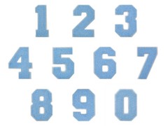 2″ Baby Blue Varsity Number Chenille Iron-on Patch