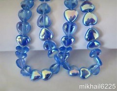 25 10 x 10 mm Czech Glass Heart Beads: Medium Sapphire AB