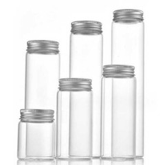 Luxurious 5ml-200ml Empty Transparent Glass Storage Bottle Aluminum Silver Cap