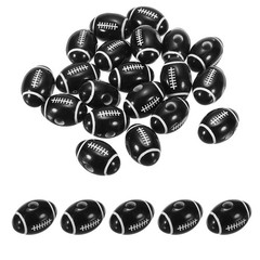 20Pcs Sport Beads Opaque Acrylic Rugby Beads DIY Loose Beads Black