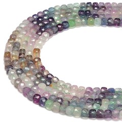 Gradient Fluorite Faceted Cube Beads Size 4-5mm 15.5” Strand (4-5mm)