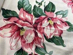 Markwood Fabrics VAT Dyed Bold Pink Magnolia Flowers Blooms 4 Yards 1950s 1960s