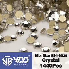 SS4-SS20 Mix Size Clear Crystal Non-Hotfix Gold Flatback Rhinestones Decorations