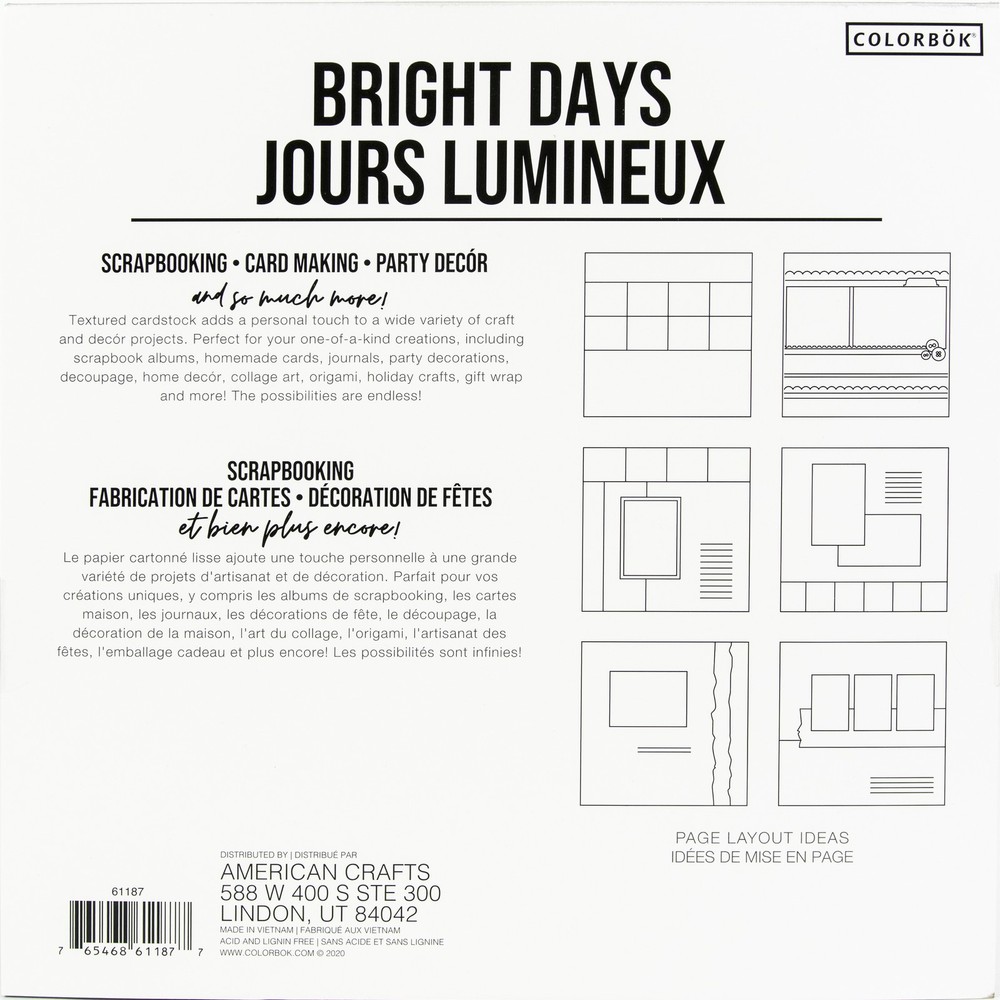 Colorbok Textured Cardstock Pad 12″X12″ 30/Pkg-Bright Days