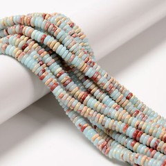 Light Blue Aqua Terra Jasper Smooth Rondelle Beads Size 2x6mm 15.5” Strand